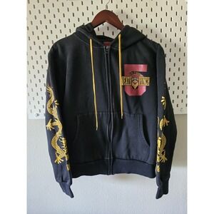 Vintage Five Finger Death Punch Graphic Full Zip Skull Hoodie Y2K Black Small